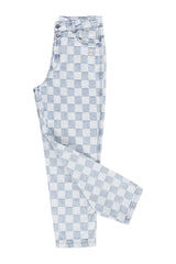 Trousers | Blue checkered denim