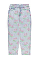 Trousers | Washed blue denim w/  flowers