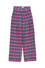 Trousers | Fuschia & green checkered