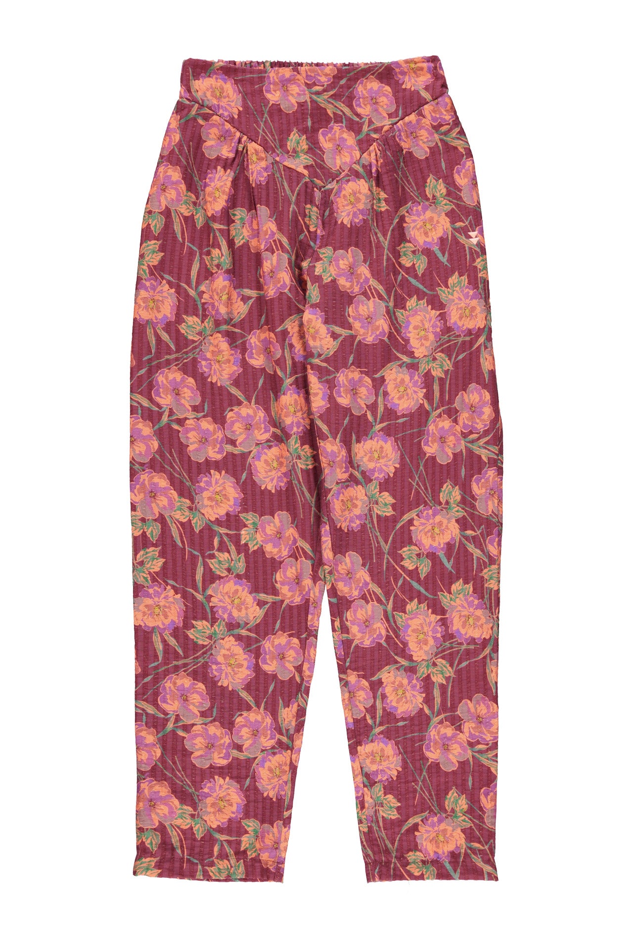 Trousers | Bordeaux w/ multicolor flowers