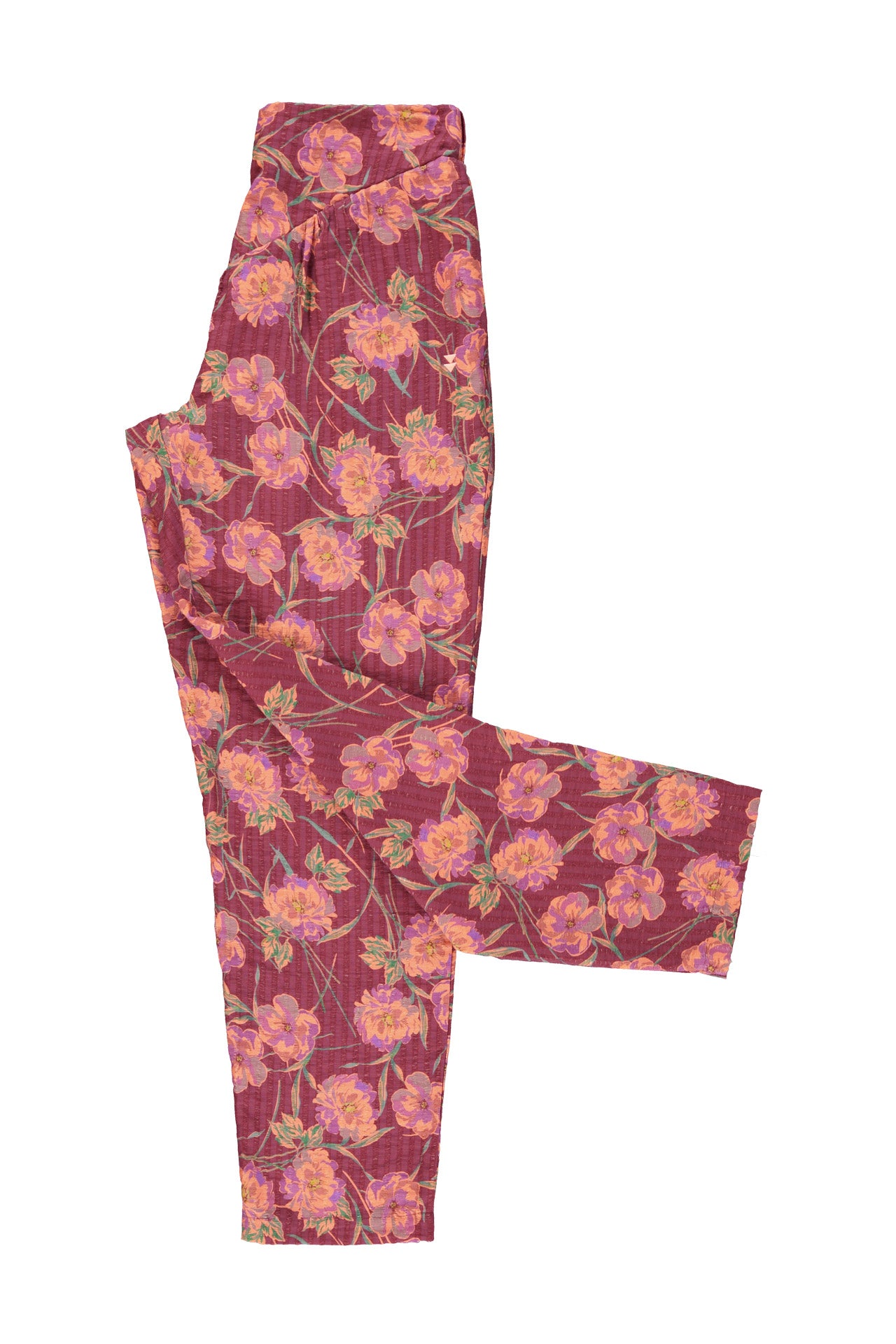 Trousers | Bordeaux w/ multicolor flowers