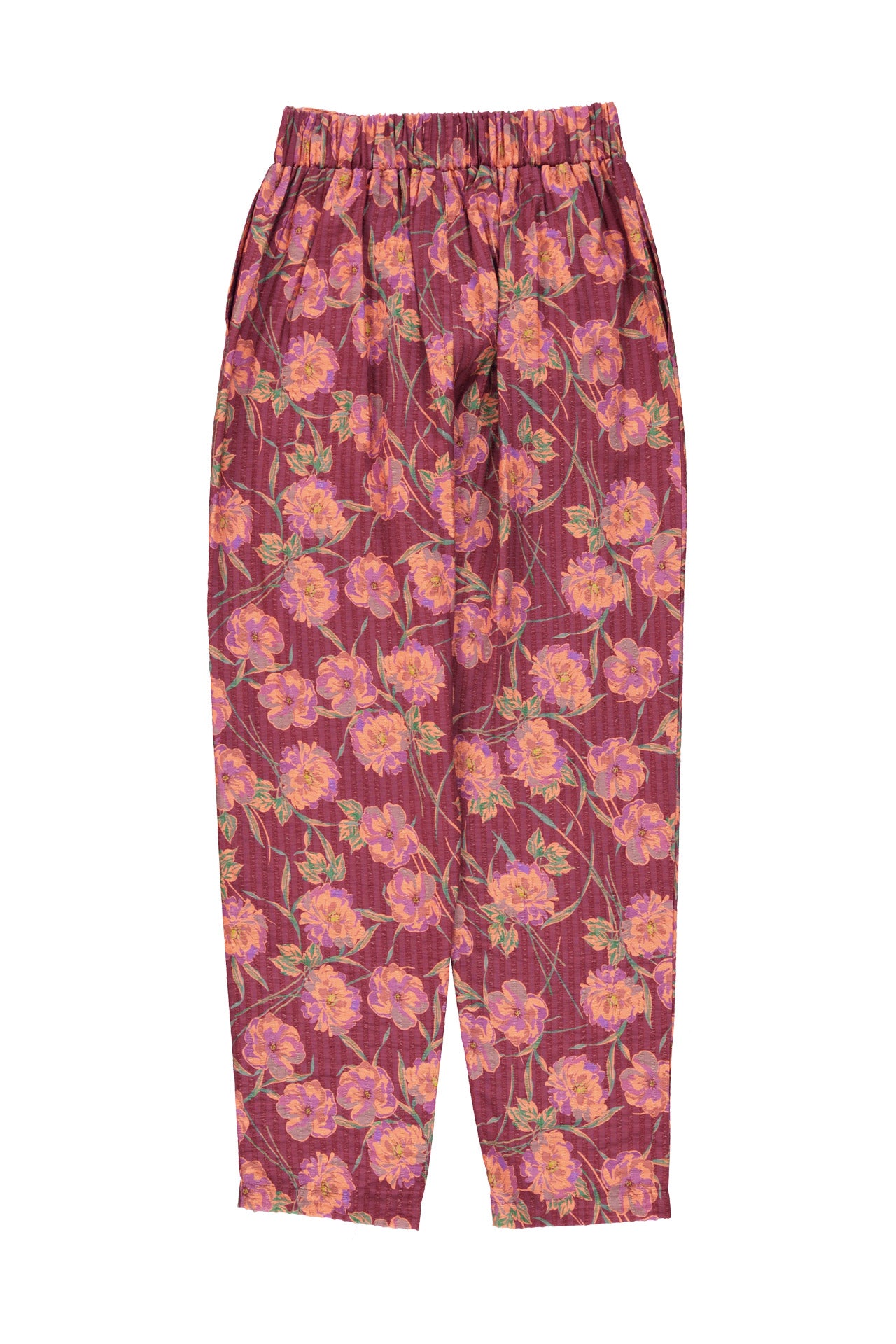 Trousers | Bordeaux w/ multicolor flowers
