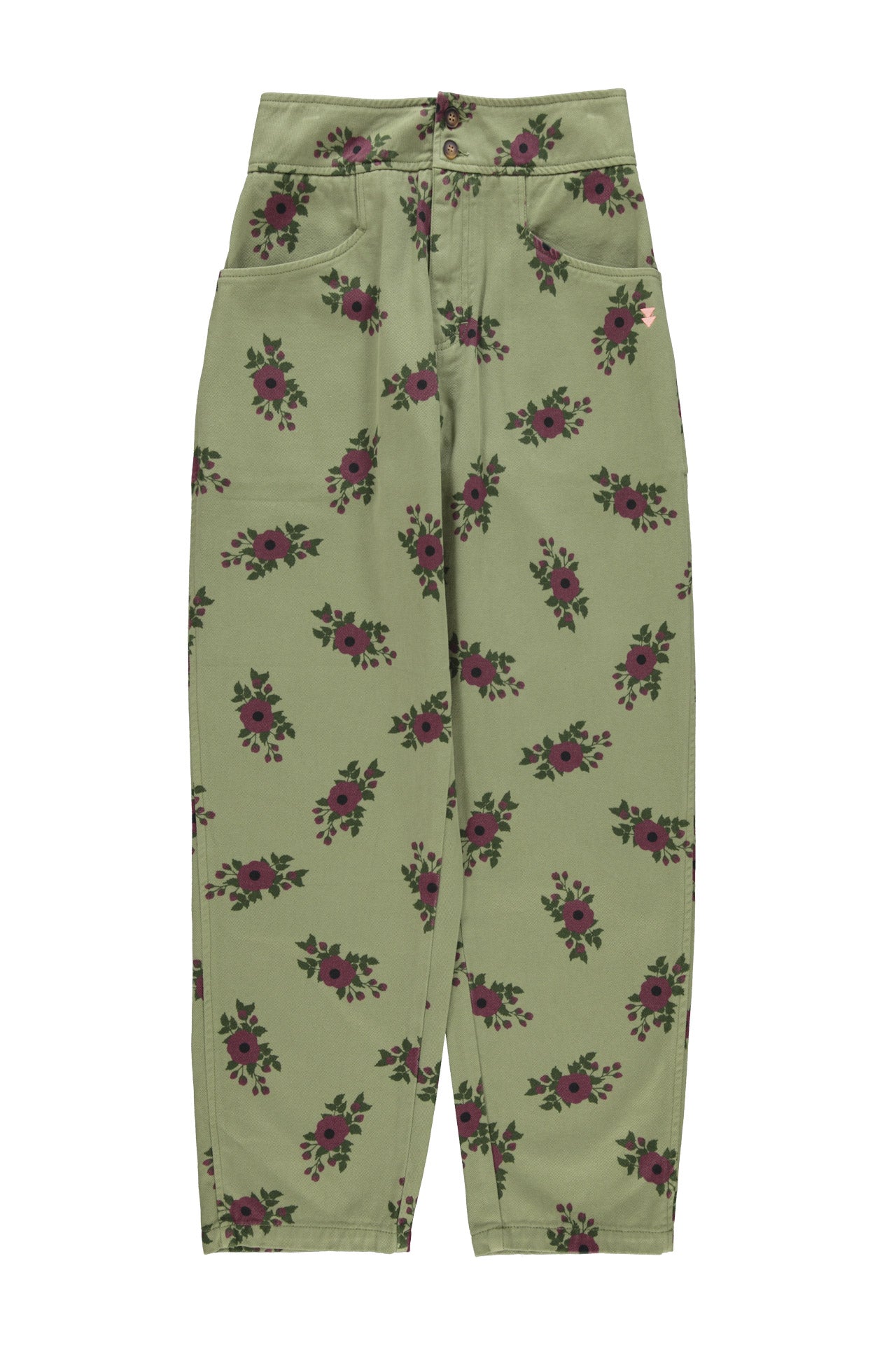 Trousers | Olive green w/ flowers