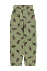 Trousers | Olive green w/ flowers
