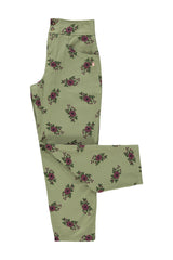 Trousers | Olive green w/ flowers