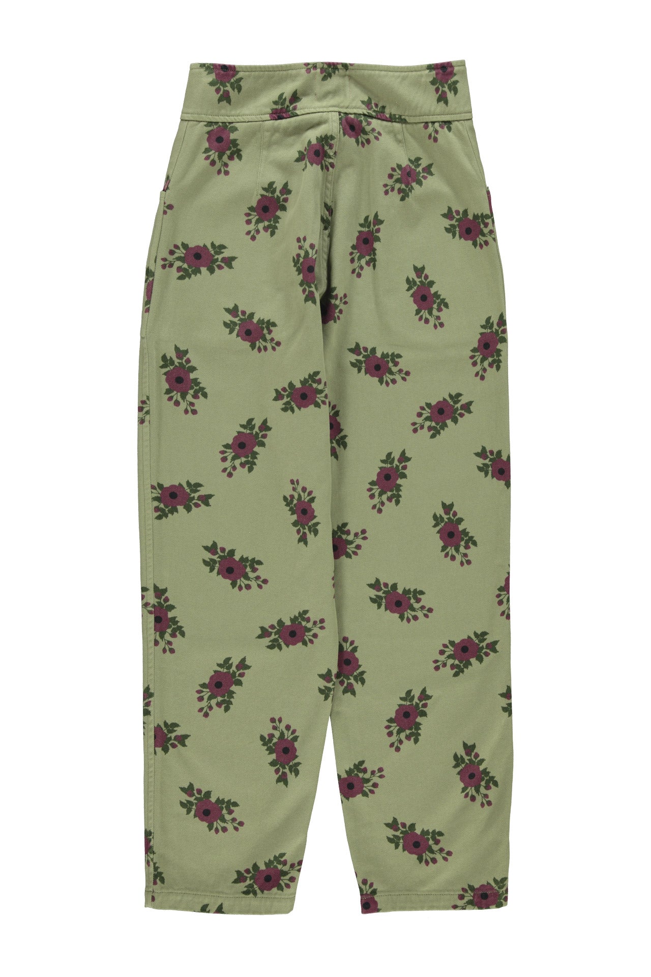 Trousers | Olive green w/ flowers