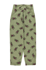 Trousers | Olive green w/ flowers