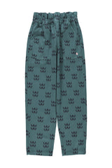 Trousers |  Petrol blue w/ ethnic print
