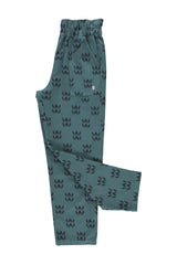 Trousers |  Petrol blue w/ ethnic print