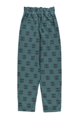 Trousers |  Petrol blue w/ ethnic print