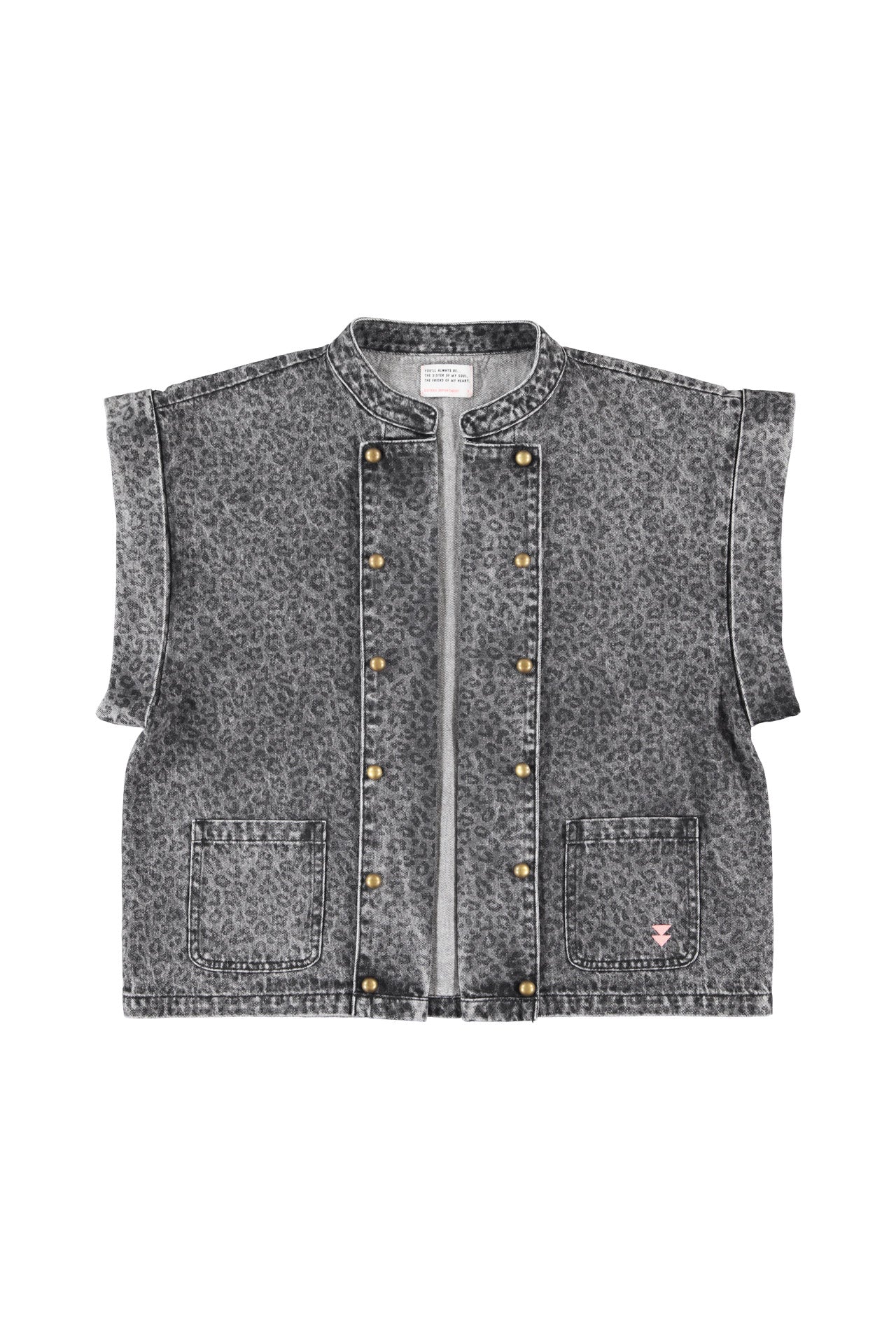 Waistcoat | Washed black denim w/ animal print