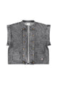 Waistcoat | Washed black denim w/ animal print