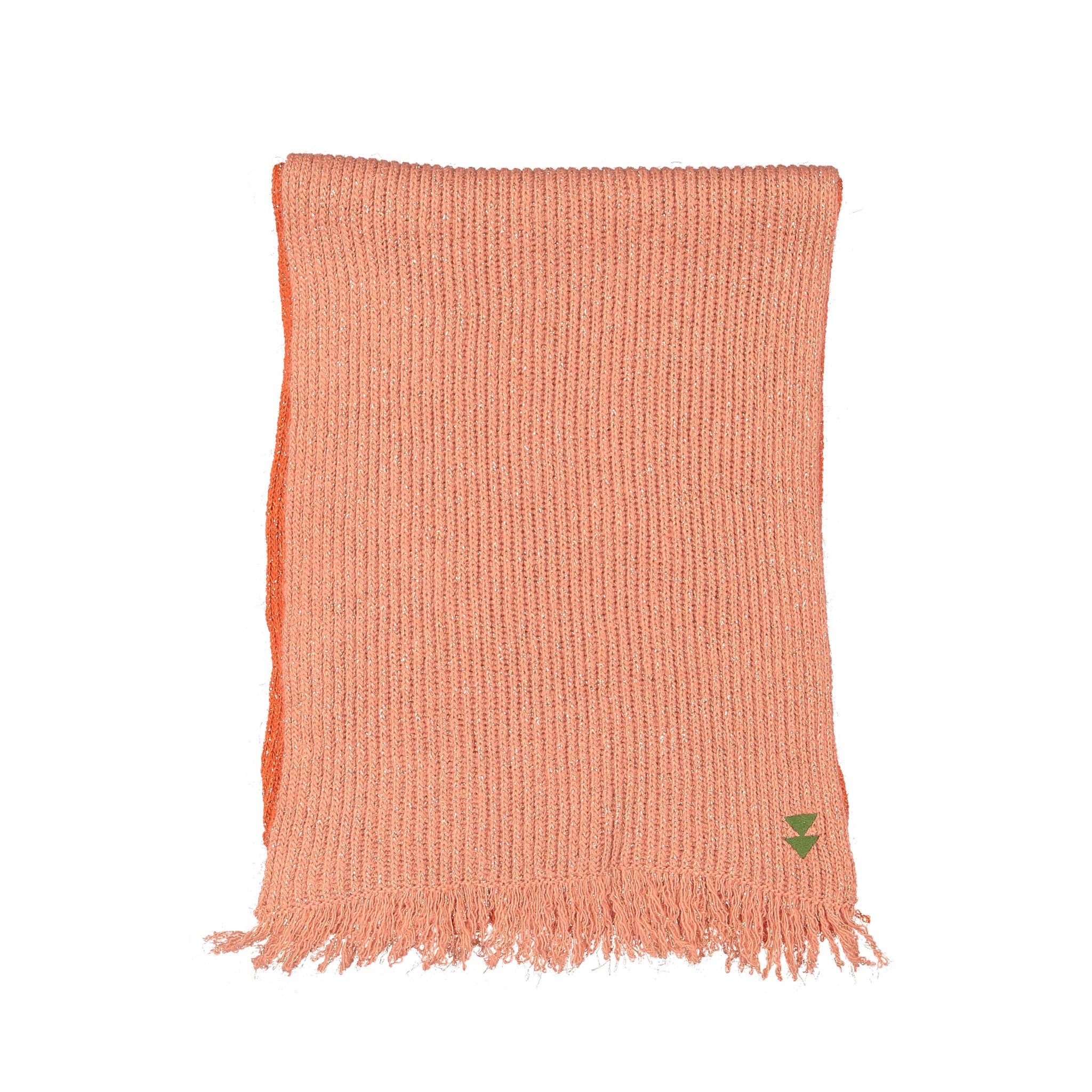 Knitted scarf . Orange & pink w/ golden lurex