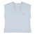 Sleeveless t-shirt w/ deep round neck | light blue w/ "circles" print