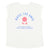 Sleeveless t-shirt w/ deep round neck . Off white w/ "hotel les amis" print