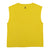Sleeveless t-shirt w/ round neck . Mustard w/ "sisters department" black print