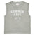 Sleeveless t-shirt w/ round neck . Washed grey w/ "summer gang" print