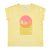 T-shirt shorter sleeves . Washed yellow w/ "sunset" print