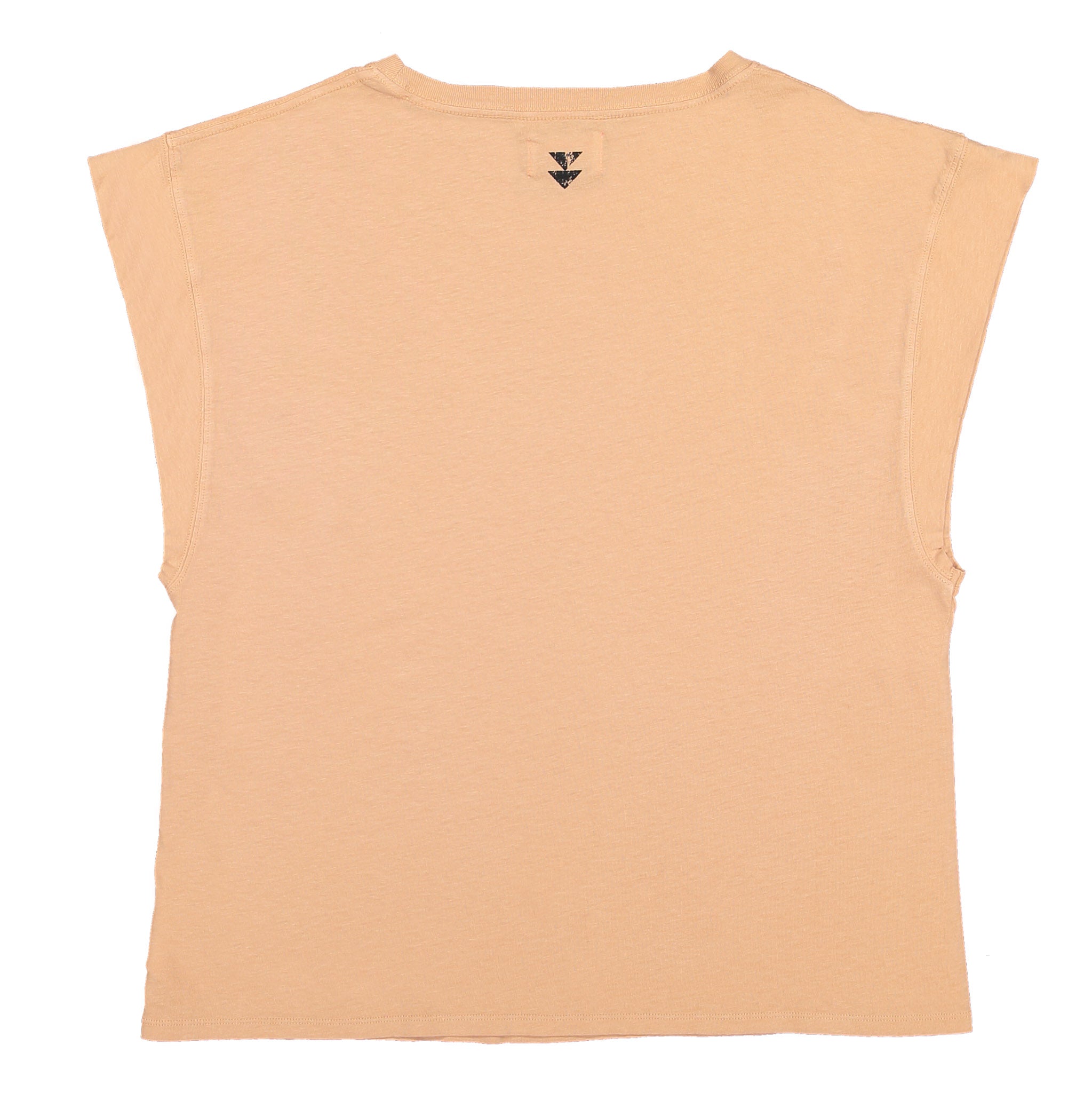 Wide sleeves t-shirt w/ round neck . Old pink w/ "sisters department" print