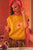 Sleeveless sweatshirt | mustard w/ "sun" print