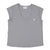 Sleeveless t-shirt w/ deep round neck | grey w/ "cherry club" print