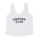 Sleeveless top w/ v-neck | white w/ "cherry club" print